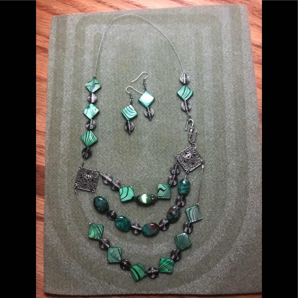 Handmade necklace and earrings
